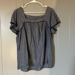 St. John's Bay Charcoal Blouse with Flutter Sleeves